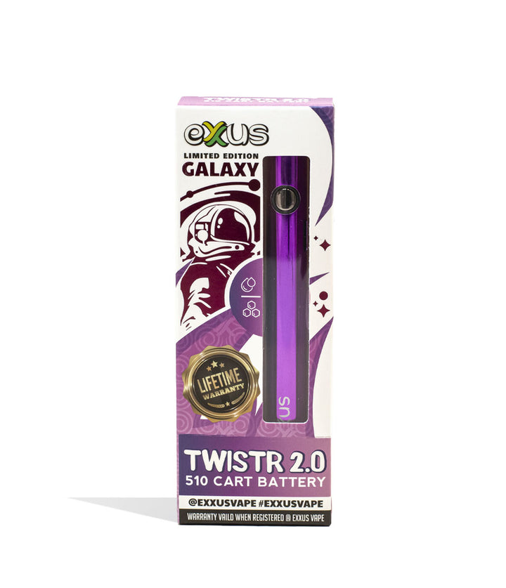 Galaxy Exxus Vape Twistr 2.0 Cartridge Vaporizer Packaging Front View on White Background