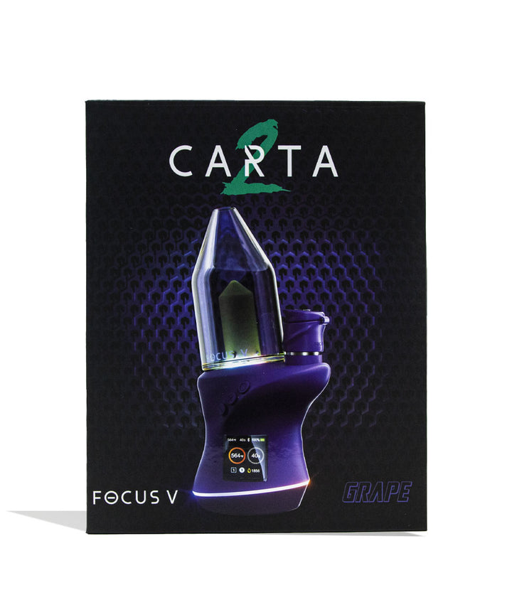 Focus V Carta 2 Electronic Dab Rig Grape Packaging on white background