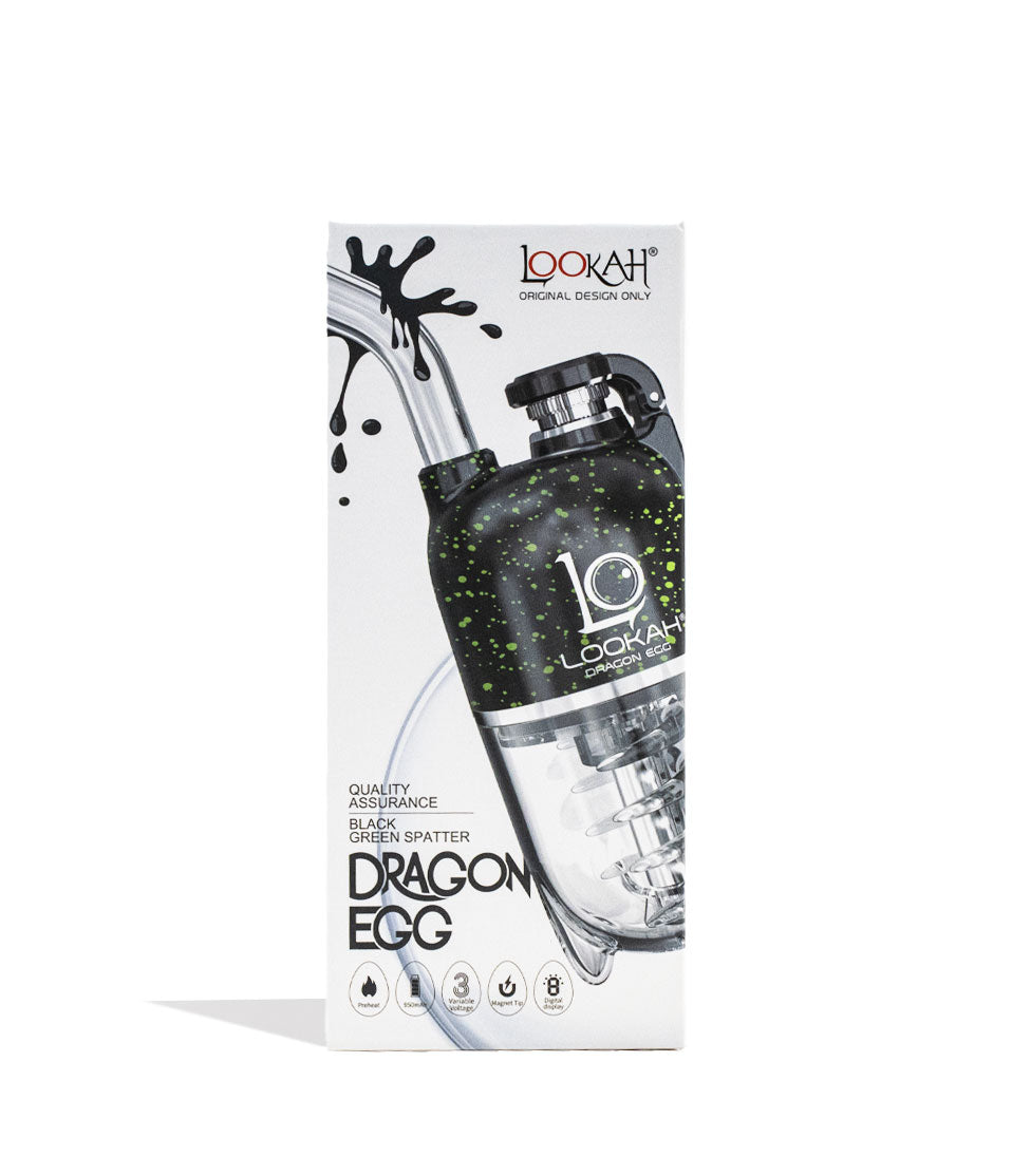 Black Green Lookah Dragon Egg Spatter Edition E-Rig Packaging Front View on White Background