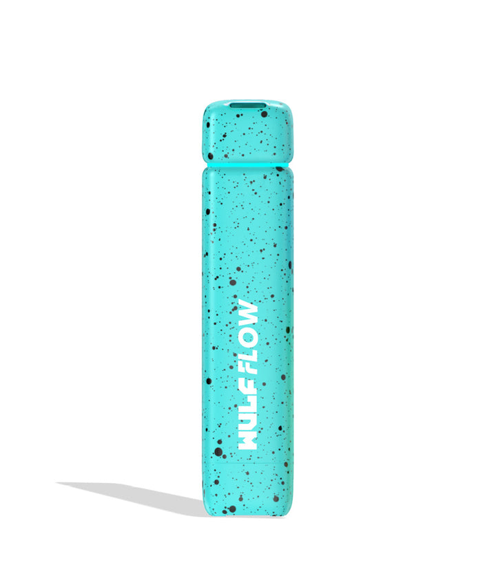 Teal Black Spatter Wulf Mods Flow Auto Flow 510 Voltage Battery front view on white background